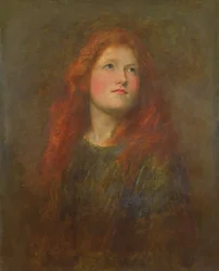 Porträttstudie av en flicka med rött hår, c.1885